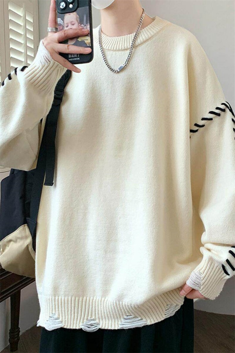 84601-P50秋冬新款休闲毛衣男长袖针织衫港风宽松打底衫,男装针织衫/毛衣,电商D310B