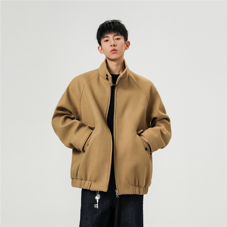秋冬新品男加厚宽松韩版风衣短款毛呢大衣呢子夹克外套,男装风衣,电商A430（原星座702）