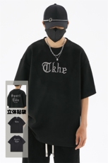 240克麂皮绒短袖T恤大码宽松重磅刺绣男T109-1-T2311-P32，男装T恤，星座109-1