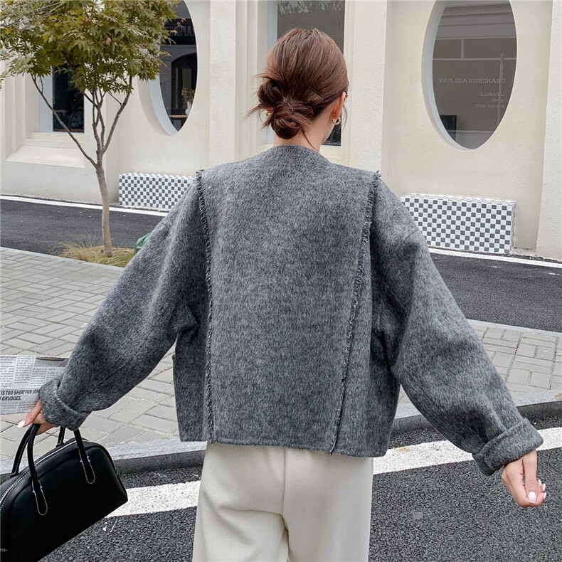【上新】70毛拉毛双面呢大衣外套2C075-872-P240-K348,女装毛呢外套,2C075