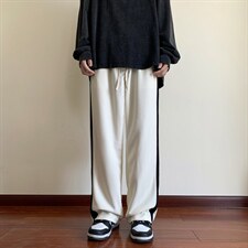 美式潮牌侧条纹垂感休闲裤男女ins直筒宽松高街阔腿长裤B5028-P38，男装休闲裤，星座1008-1