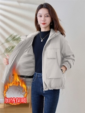 现货！现货！加绒加厚派克服2025冬季女装新款宽松休闲连帽棉服，女装棉衣/棉服，以桐
