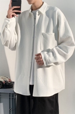 衬衫男2025春季新款港风宽松提花大码长袖衬衣CS023-P45(现货），男装衬衫，星座214-3