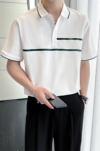 轻熟风翻领短袖商务韩版Polo衫设计感保罗衫PL57/P50特图片