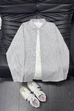 B221美式ins高街暗黑宽松条纹长袖衬衫SY2551-特P30控59，男装衬衫，电商B221