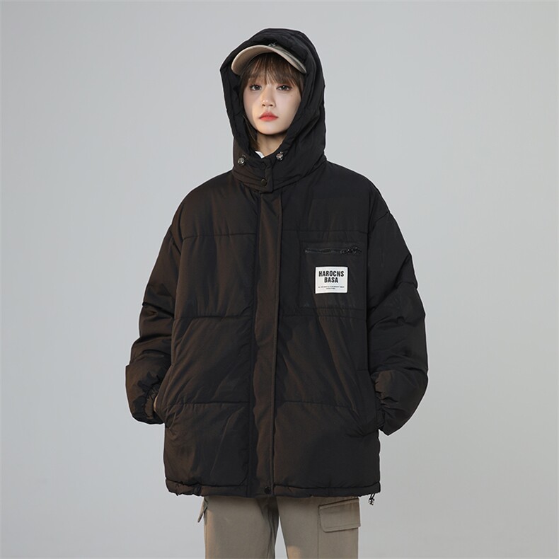 A269-P85冬季宽松防风连帽上衣棉胸标设计服港风外套,女装短外套,星座911