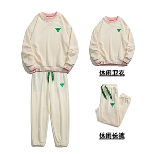 1秋季新款休闲圆领假两件情侣青春套头卫衣套装7144P98控128图片