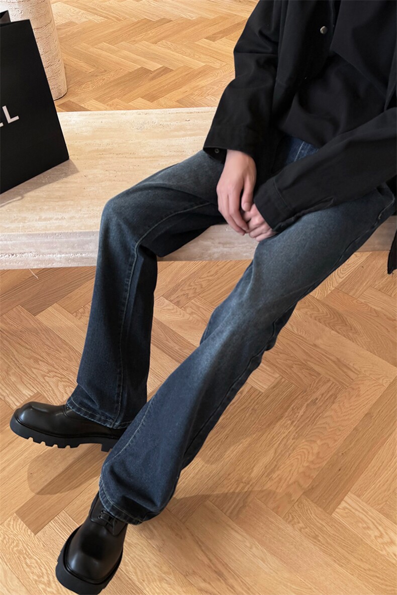 美式高街cleanfit基础款休闲牛仔裤男潮ins微喇牛仔裤D621-P55,男装牛仔裤,电商B381-2