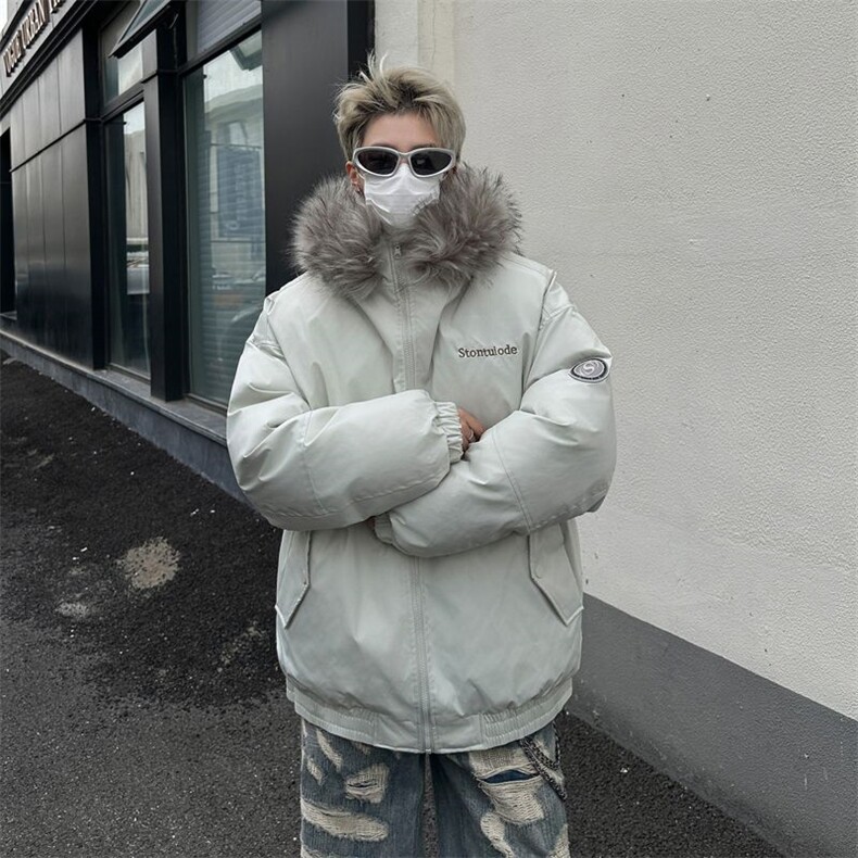 潮牌毛领派克服男冬季宽松保暖棉衣加厚休闲棉服外套HY560-P108,男装棉衣,星座1001-1