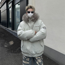 潮牌毛领派克服男冬季宽松保暖棉衣加厚休闲棉服外套HY560-P108，男装棉衣，星座1001-1