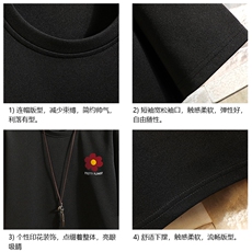 TK28257-P25春夏季七分袖t恤男大码五分袖男短袖中袖砖墙挂拍，男装T恤，电商A040A