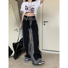 AK1695-P50美式高街vibe风新款翻边宽松显瘦牛仔裤，男装牛仔裤，星座617A-2