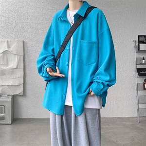 衬衫男春季新款港风宽松大码提花长袖衬衣CS026-P42，男装衬衫，星座214-3