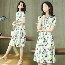 法单外贸原单出口品牌剪标尾单女装真丝收腰碎花桑蚕丝奢华连衣裙，女装连衣裙，阿舍尔精品