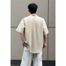 2026夏季新款港风外景黑墙大码仿麻短袖衬衫M-5XHC26189-特P20，男装T恤，电商A022
