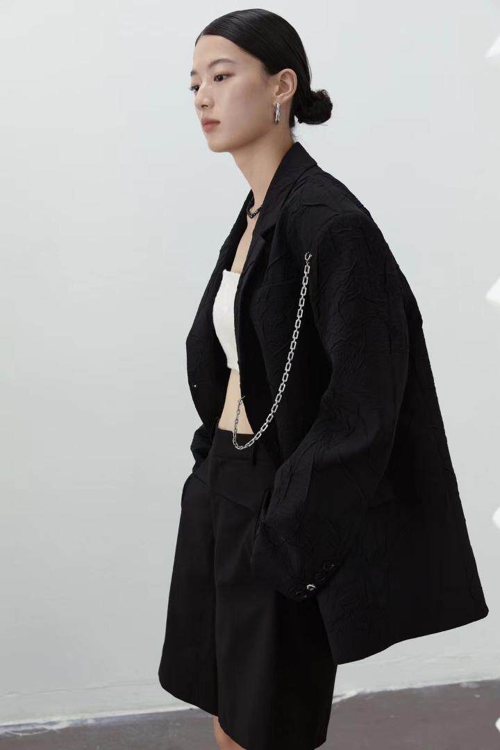 JY设计师款褶皱链条西服，其它，JY.OUBEN
