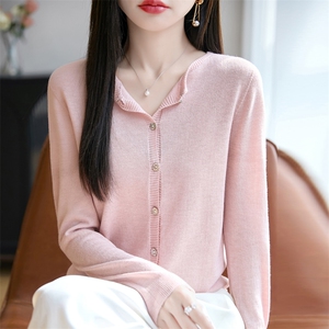 2025夏季精纺莱赛尔圆领开衫薄款女显瘦图片
