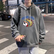 WY2196-P35加绒款-P40纯棉连帽卫衣男大码运动帽衫宽松薄外套男，男装卫衣，电商A040