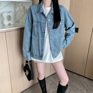 2025秋季新款蓝色牛仔外套女韩版外搭上衣宽松牛仔夹克 NZ059-P88图片