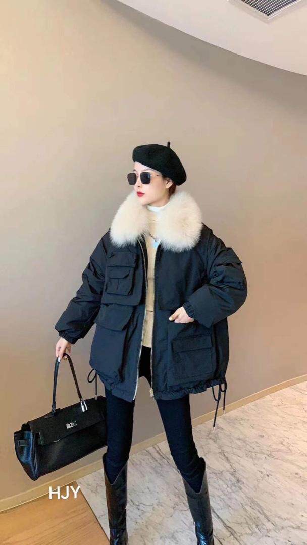 冬季派克羽绒服狐狸毛，女装羽绒服，得到THETHAT