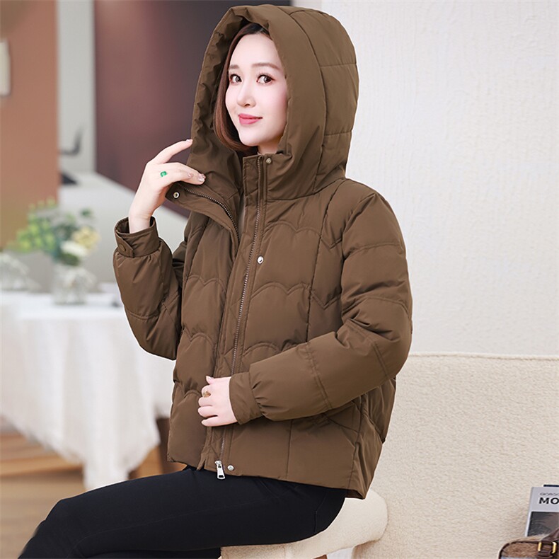 时尚百搭纯色连帽中长款棉衣女冬季保暖外套显瘦修身棉服,女装棉衣/棉服,婷思杰（原婷想服饰）