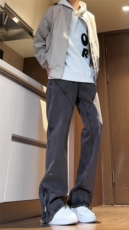 【现货】美式高街牛仔裤男vibe设计感拉链微喇直筒长裤KN330-P60，男装牛仔裤，星座610A