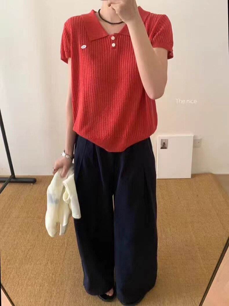 夏季新款短袖t恤女薄款圆领针织宽松百搭半袖上衣,女装T恤,斯尔特羊绒
