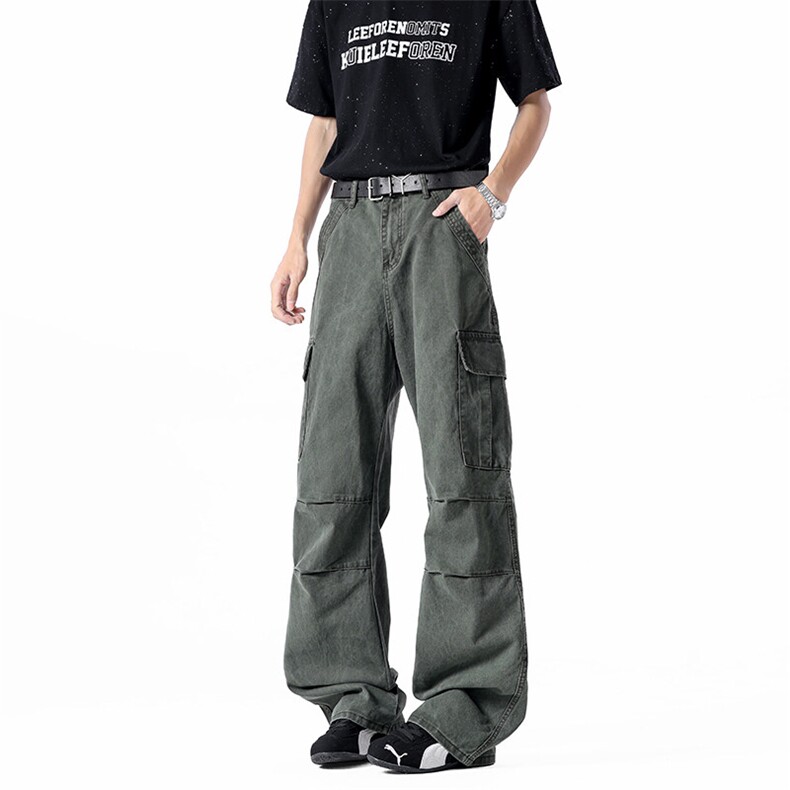 美式高街机能工装休闲裤宽松阔腿垂感直筒长裤XG122P53,男装工装外套,星座1013-1