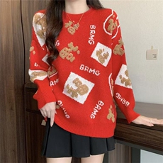 福字女士秋冬针织衫新年款舒适休闲，女装针织衫/毛衣，萱芳婷羊绒