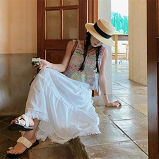 现货主推彩色钩花背心+吊带抹胸+半裙三件套9855-P135-K188，女装套装/套裙，2C129