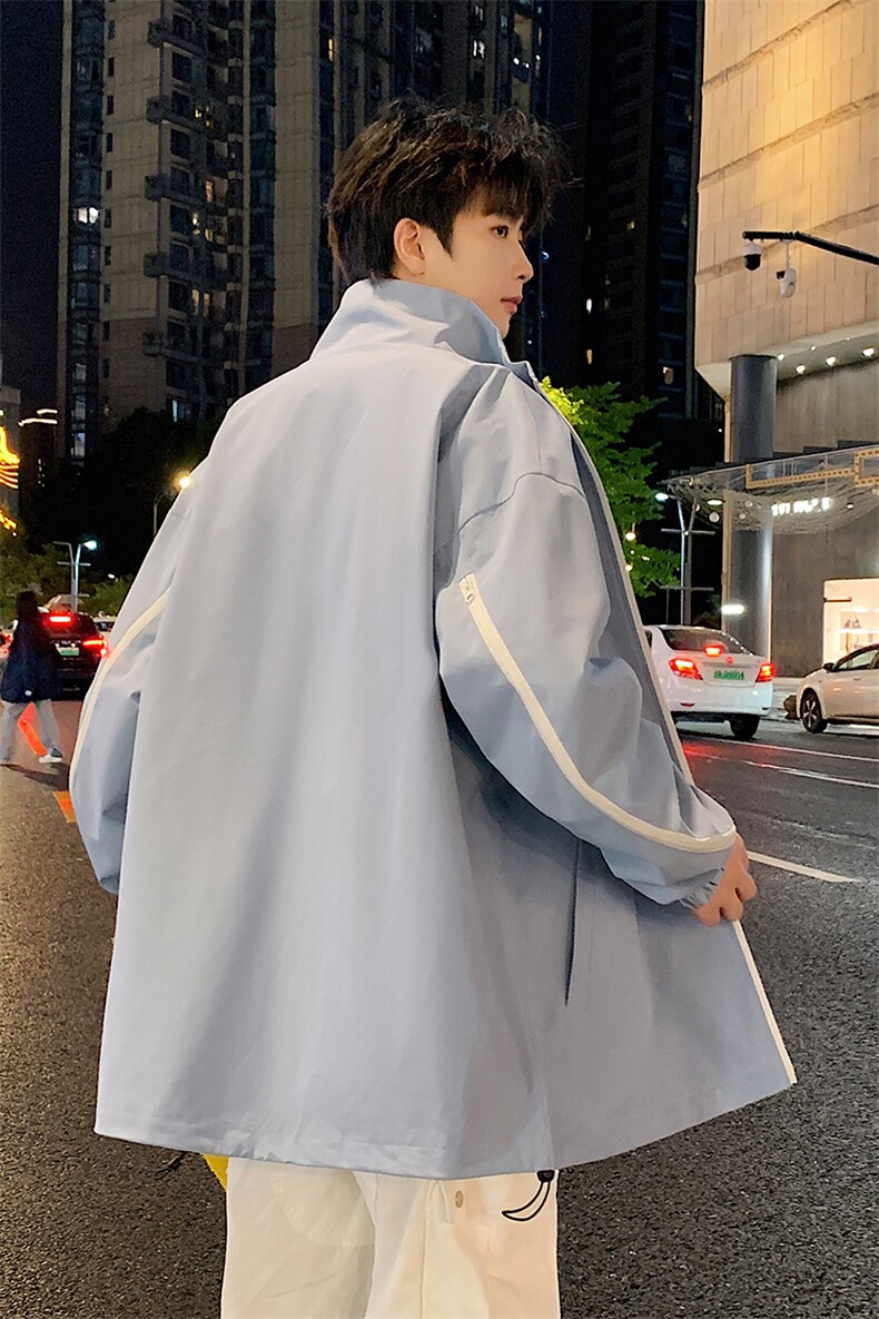 港风二开拼接上衣夹克宽松落肩立领冲锋衣外套JK861P65,男装夹克,星座1204-3