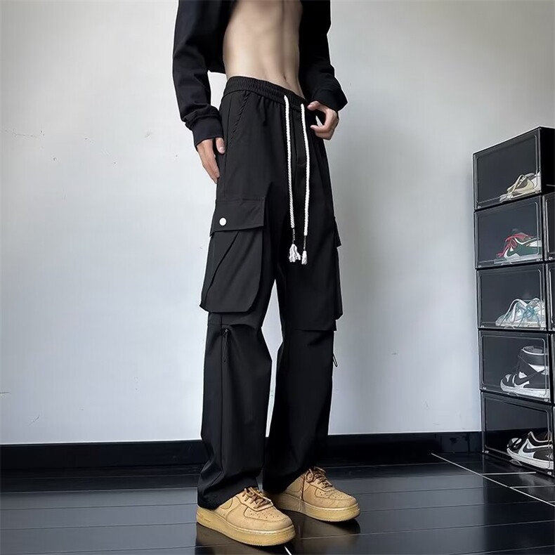 美式机能冲锋裤男秋季潮牌宽松阔腿工装裤子Q600P36,男装休闲裤,星座1116-2