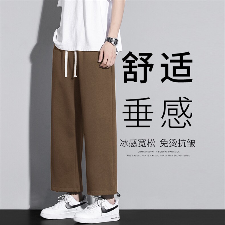 清爽百搭抽绳束脚裤垂感宽松直筒休闲卫裤WK03-1特批26图片