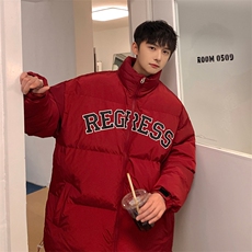 冬季新款韩版印花字母棉衣宽松保暖加厚立领棉服外套MY9066-P100，男装棉衣，电商A128