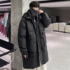 羽绒服男冬季新款港风宽松长款连帽白鸭绒外套YR928-P180(控价208，男装羽绒服，星座214-3