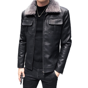 19秋冬新款男士加绒皮衣店主风仿皮皮衣男皮外套102A-PY811图片