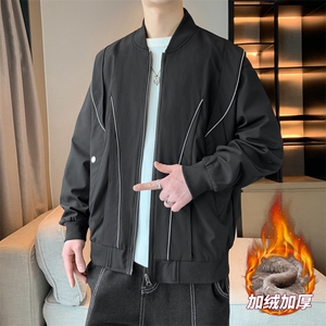 加绒加厚外套男女款放光条棒球服情侣飞行夹克JK0238-P73加绒P83图片