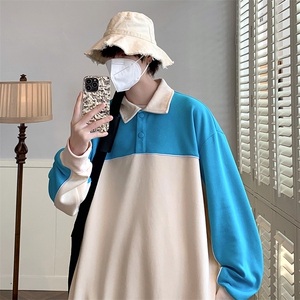 春装新品撞色拼接卫衣男女同款学生休闲运动衬衫WY021-P70 控价98图片
