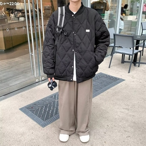 冬季棉袄菱格棉服男学院风百搭休闲棒球领夹克外套图片