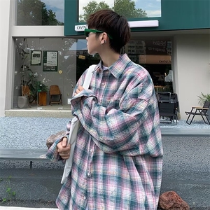 长袖衬衫格子复古休闲外套 C90图片