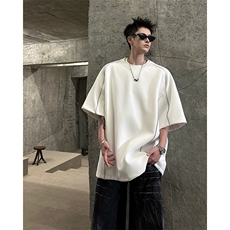wassuphappy美式短袖t恤男夏季潮流高级感痞帅五分袖休闲上衣服，男装T恤，星座405A