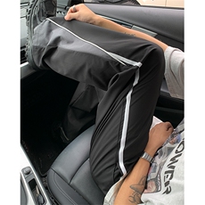 特批P28无差价夏季激光冲孔冰丝透气阔腿裤拼接拖地长裤男士K1500，男装休闲裤，电商A001-1