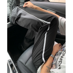 特批P28无差价夏季激光冲孔冰丝透气阔腿裤拼接拖地长裤男士K1500图片