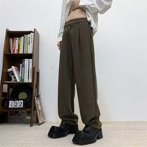 秋日系复古直筒西裤男女生垂感阔腿宽松休闲长裤子 X312图片