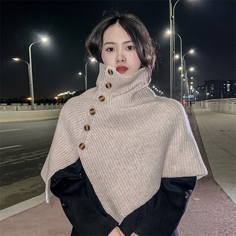 秋冬季羊毛休闲时尚百搭16支带扣披肩,饰品披肩,朝思羊绒