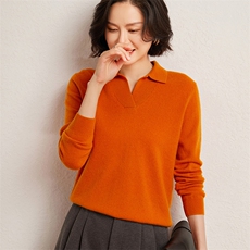 秋冬季35%羊绒65%羊毛休闲百搭12针polo领羊绒衫，女装羊绒衫，广悦羊绒