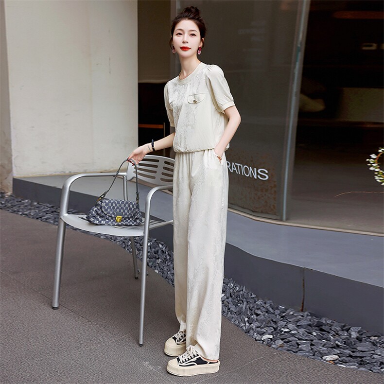 2023年夏季新款提花时尚欧货两件套套装,女装套装/套裙,奕薇雅