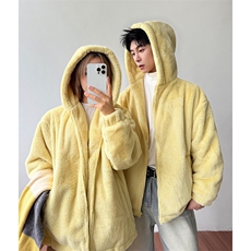 多色可选加绒加厚仿兔毛连帽棉服保暖上衣男女D2661-TP70138，男装棉衣，电商A102