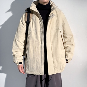 冬季潮牌日系纯色简约加绒加厚保暖防寒休闲棉服外套MY9079-P100图片
