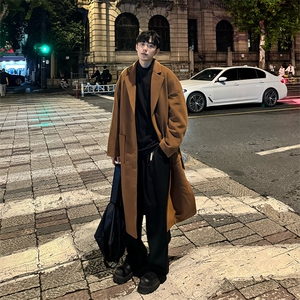 加棉现货~西装领毛呢过膝大衣外套男cleanfit加长款上衣Y903-P135图片